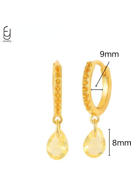 925 Ayar Gümüş Saplama Küpe Moda Halka Küpe Turuncu/sarı Kolye Altın Küpe Yüksek Takı Kadın Hediye (Yurt Dışından)