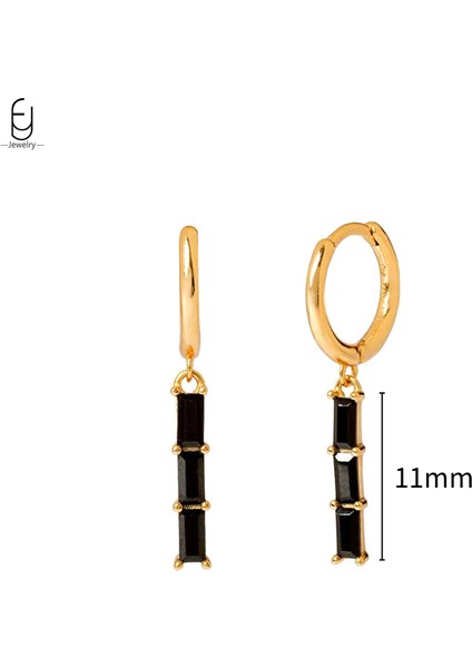 925 Ayar Gümüş Saplama Küpeler, Şık Halka Küpeler, Siyah Kolye Altın Küpeler, Yüksek Kaliteli Kadın Takı Hediyeleri (Yurt Dışından)