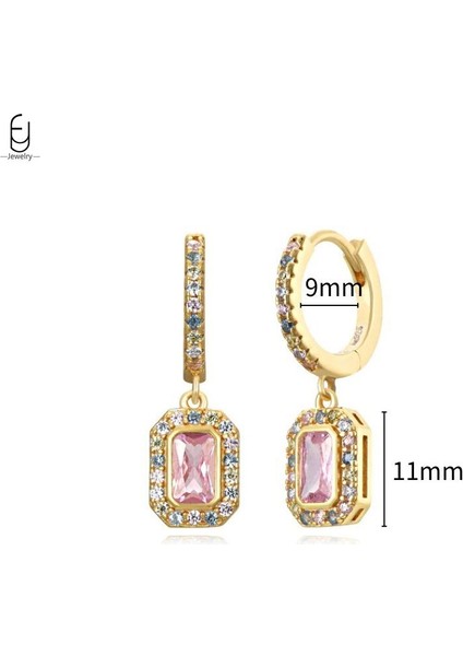 925 Ayar Gümüş Iğne Lüks Pembe Zirkon Altın Küpe Kadınlar Için Kalp Şeklinde Yıldız Kolye Küpe Parti Güzel Takı Hediyeler (Yurt Dışından)