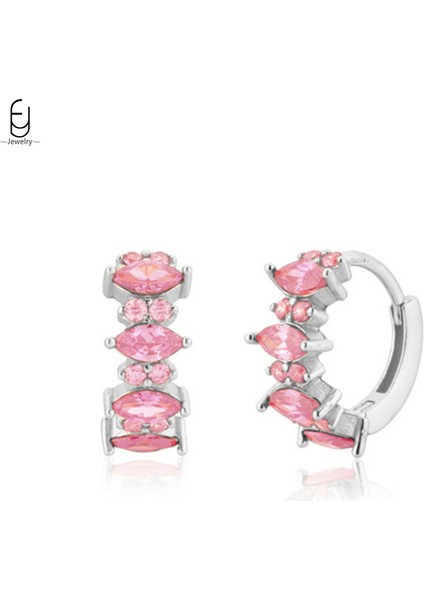 925 Ayar Gümüş Iğne Lüks Pembe Kolye Küpe Kadınlar Için Sevimli Kalp Şeklinde Gümüş Küpe Moda Takı Hediyeler (Yurt Dışından)