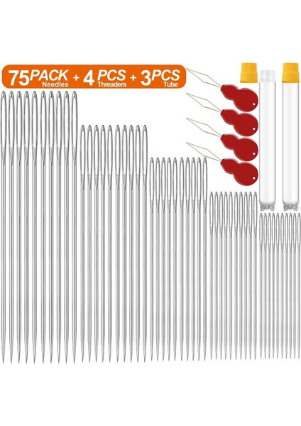 El Dikişi Için 75 Paket Premium Büyük Gözlü Iğneler (Yurt Dışından) indirimleri