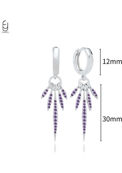 925 Ayar Gümüş Iğne Yüksek Kalite Mor Zirkon Altın Halka Küpeler Kadınlar Için Moda Kalp Şeklinde Küpe Parti Lüks Takı (Yurt Dışından)