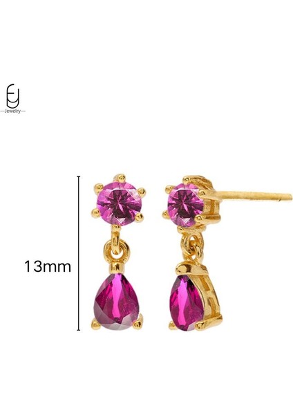 925 Sterling Silver Needle Rose Red Earrings Ladies Water Drop / Heart Shaped Pendant Gold Earrings Fashion Jewelry Gift (Yurt Dışından)