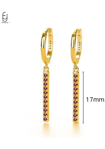 925 Sterling Silver Needle Rose Red Earrings Ladies Water Drop / Heart Shaped Pendant Gold Earrings Fashion Jewelry Gift (Yurt Dışından)
