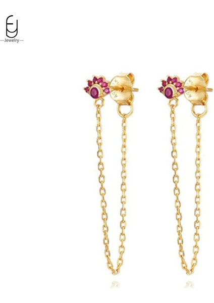 925 Sterling Silver Needle Rose Red Earrings Ladies Water Drop / Heart Shaped Pendant Gold Earrings Fashion Jewelry Gift (Yurt Dışından)
