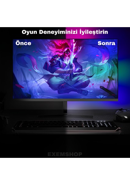 Bilgisayar Ambilight Işığı Görüntüye Duyarlı Ambilight LED 25-27.5 Inç Uyumlu fırsatları