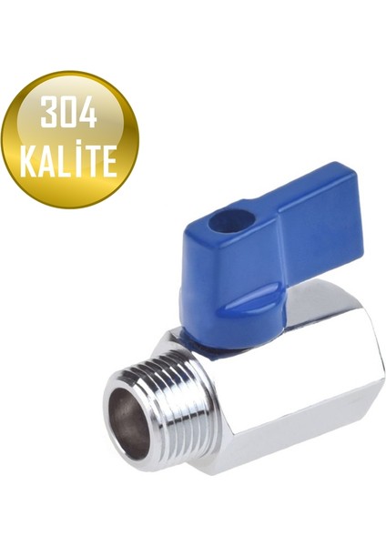 Paslanmaz Çelik Mini Vana Erkek-Dişi Krom 304 Kalite PN63 Bsp