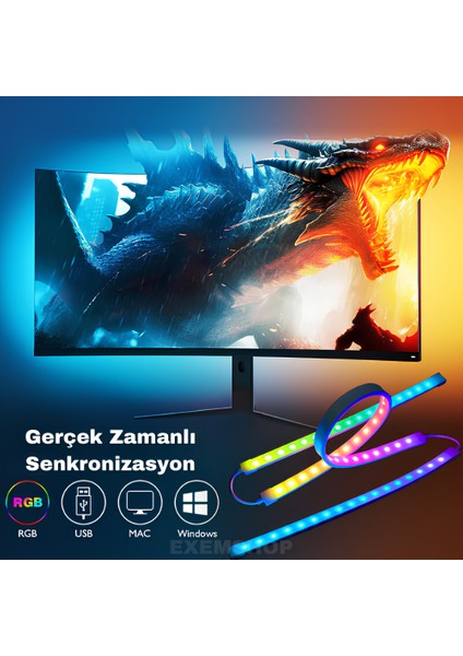 Bilgisayar Ambilight Işığı Görüntüye Duyarlı Ambilight LED 34 Inç Uyumlu