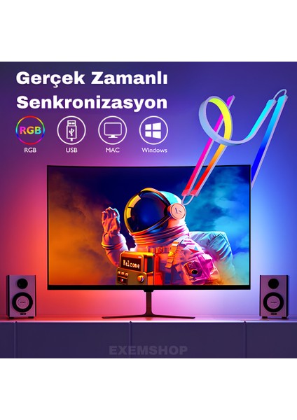 Bilgisayar Ambilight Işığı Görüntüye Duyarlı Ambilight LED 34 Inç Uyumlu