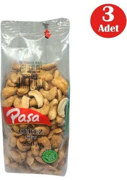 Kavrulmuş Kaju Fıstığı Şeffaf Paket 250 gr x 3 Adet (Naturel )
