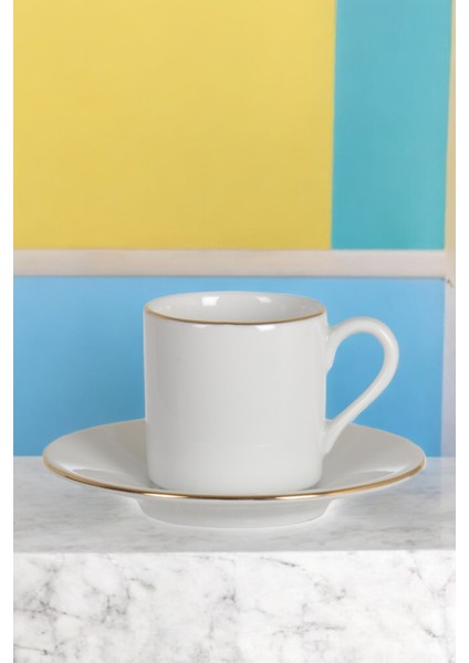 Dora 6 Kişilik Porselen Türk Kahvesi Fincan Takımı Altın Yaldızlı 61859 Odor-90 Old C320.045