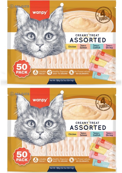 Karışık Lezzetli Sıvı Kedi Ödülü 50X14 gr x 2 Paket