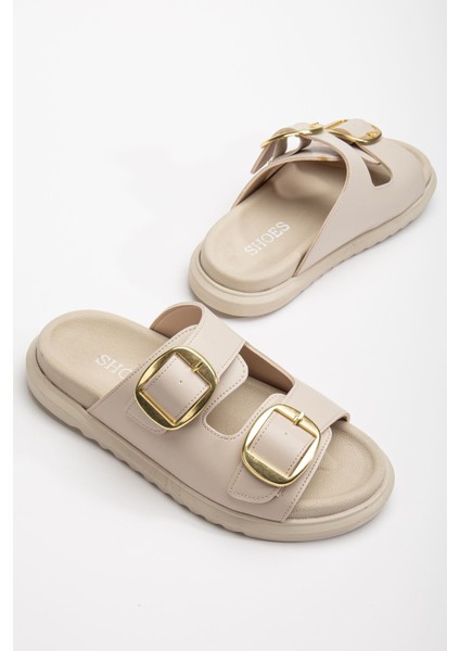 Harmony Çift Tokalı Yumuşak Tabanlı Günlük Bej Terlik fiyatları