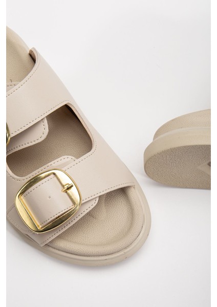 Harmony Çift Tokalı Yumuşak Tabanlı Günlük Bej Terlik modelleri