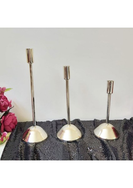 3 Lü Ince Mum Şamdan Seti