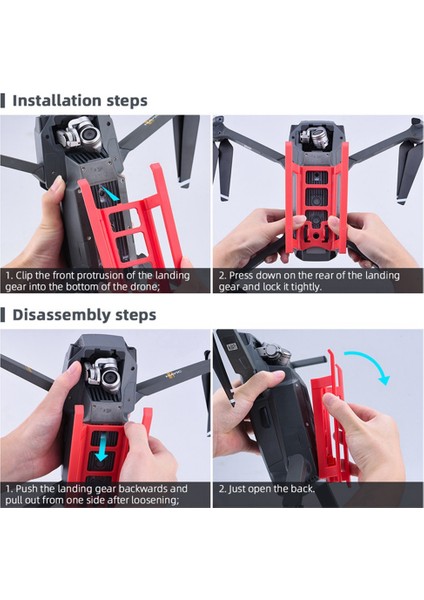 Katlanabilir Iniş Takımı Yükseklik Uzatıcı Uzun Ayak Koruyucu Iniş Takımı Djı Mavic Pro Drone Için Yükseklik Uzatıcı, Kırmızı (Yurt Dışından)