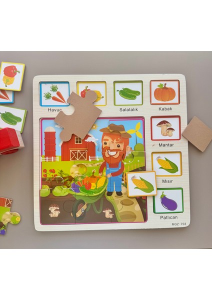 Ahşap Masif Puzzle ve Araba Seti-Meyveleri Öğrenme-Manavcılık-Eğitici Oyun Yapboz-Çocuk Gelişimi fiyatları