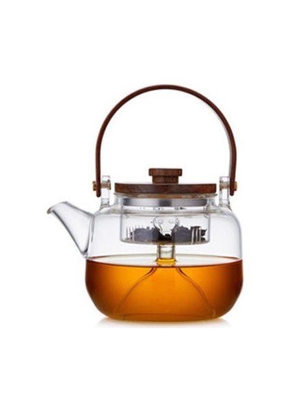 Borosilikat Isıyadayanıklı Cam Demlik Bambu Saplı ve Kapaklı 900 ml