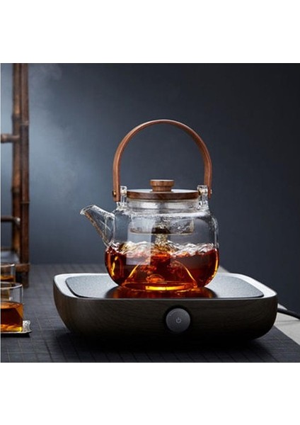 Borosilikat Isıyadayanıklı Cam Demlik Bambu Saplı ve Kapaklı 900 ml