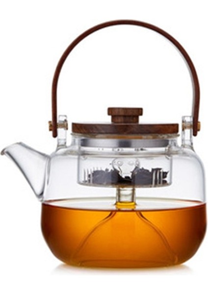 Borosilikat Isıyadayanıklı Cam Demlik Bambu Saplı ve Kapaklı 900 ml