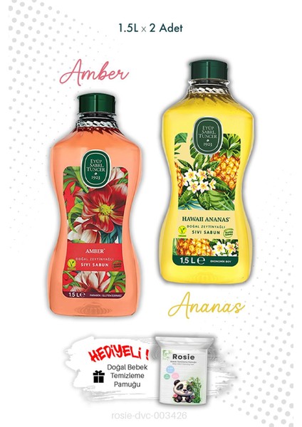 Amber ve Hawaii Ananas 1.5l Sıvı Sabun ve Rosıe