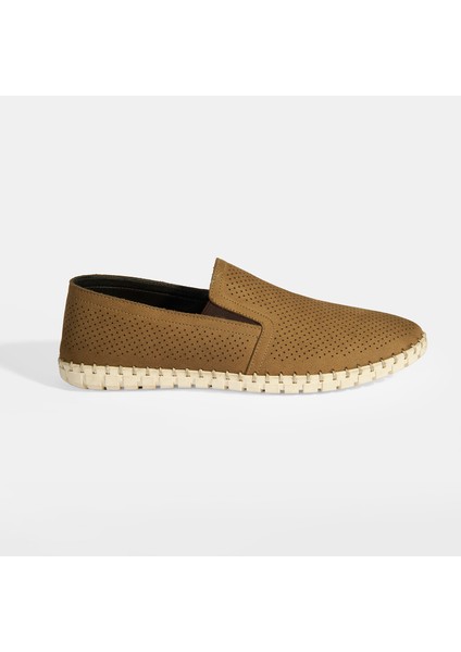 Dislina Kahve Erkek Deri Slip-On Günlük Ayakkabı