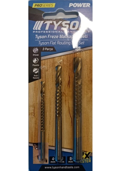 Freze Matkap Uç Seti 3 Lü Set 4-6-8 mm (Ahşap Plastik) TYS9169