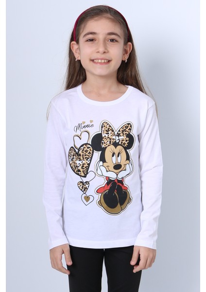 Kız Çocuk Uzun Kol Tshirt 4 Mevsim Baskılı Bisiklet Yaka D7