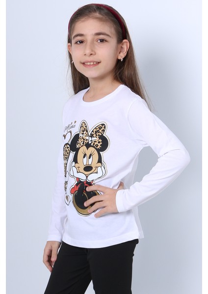 Kız Çocuk Uzun Kol Tshirt 4 Mevsim Baskılı Bisiklet Yaka D7 modelleri