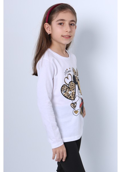 Kız Çocuk Uzun Kol Tshirt 4 Mevsim Baskılı Bisiklet Yaka D7 fırsatları