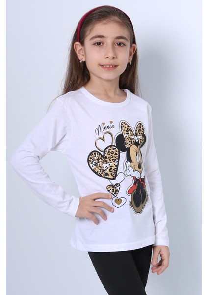 Kız Çocuk Uzun Kol Tshirt 4 Mevsim Baskılı Bisiklet Yaka D7 indirimleri