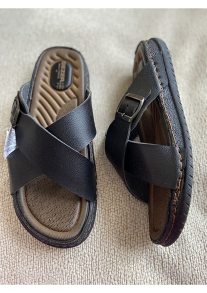 Erkek Ortopedik Rahat Taban Çapraz Ayarlanabilir Siyah Erkek Terliği fırsatları