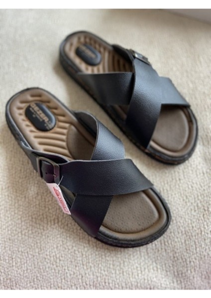 Erkek Ortopedik Rahat Taban Çapraz Ayarlanabilir Siyah Erkek Terliği indirimleri