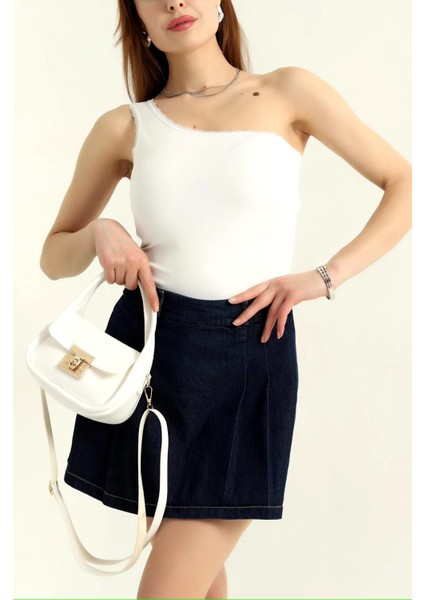 Tek Kollu Dantelli Bodysuit