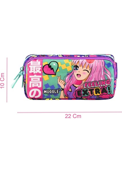 2 Bölmeli Anime Kalemlik Pembe (MU-9058)