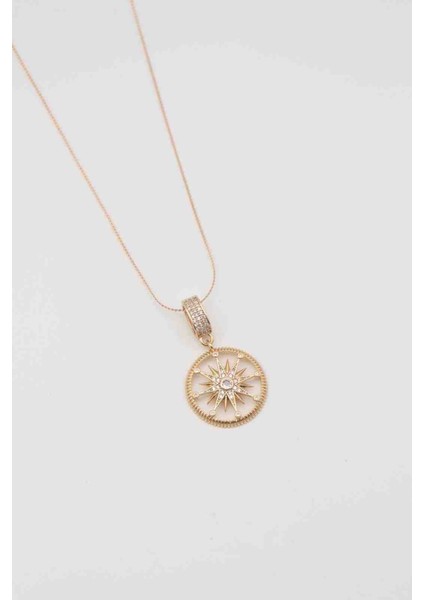 Gold Taşlı Yıldız Kolye