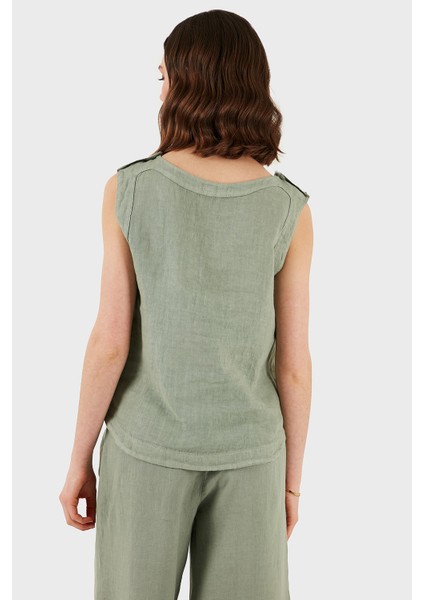 Via Dante Regular Fit Yuvarlak Yaka Oval Kesim Keten Top Bayan Top 6251544 fiyatları