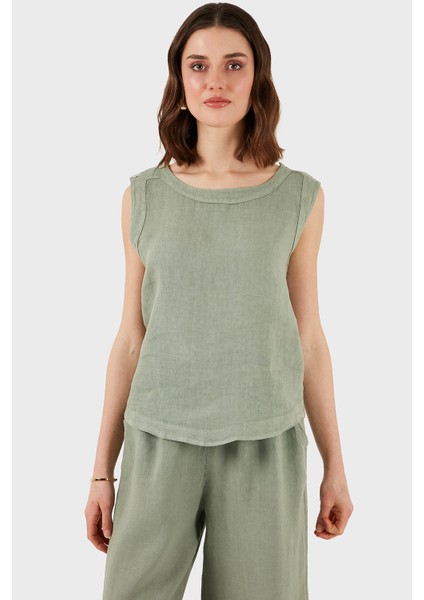 Via Dante Regular Fit Yuvarlak Yaka Oval Kesim Keten Top Bayan Top 6251544 modelleri