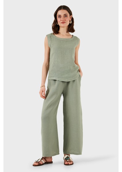 Via Dante Regular Fit Yuvarlak Yaka Oval Kesim Keten Top Bayan Top 6251544 fırsatları