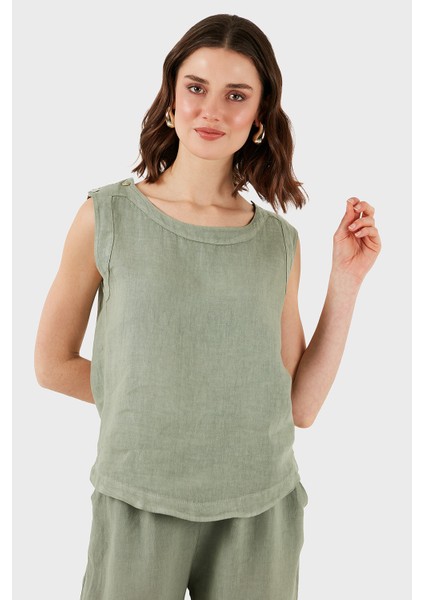 Via Dante Regular Fit Yuvarlak Yaka Oval Kesim Keten Top Bayan Top 6251544 indirimleri