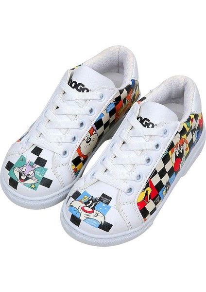 Unisex Çocuk Vegan Deri Beyaz Sneakers - Warner Bros You're-Despicable Tasarım