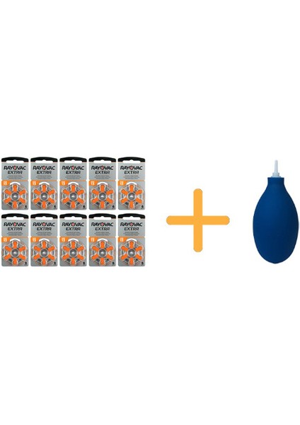 Extra 13 Numara Işitme Cihazı Pili (10 Paket x 6 Adet = 60 Adet Pil) + Hediye Işitme Cihazı El Pompası (Puar)