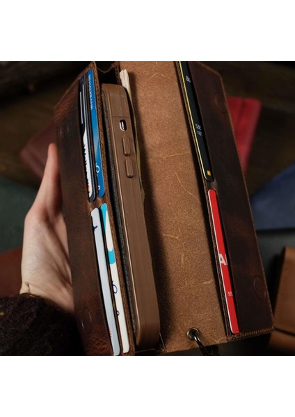 Deri Kapaklı Universal Telefon Kılıfı Kartlıklı ve Para Bölmeli Yatay Cüzdan fiyatları