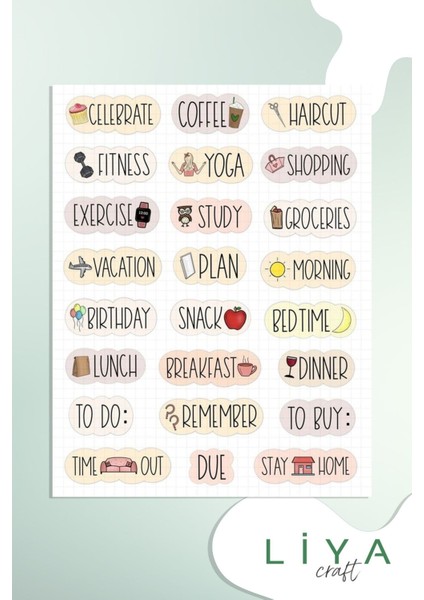 Planlayıcı Sticker Set Ajanda Bullet Journal Için Uygun Set