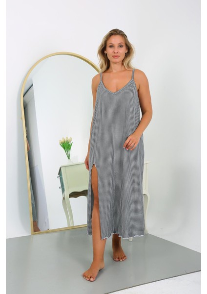 Akbeniz Kadın Büyük Beden Ip Askılı Pamuk Uzun Gecelik 12108HBCV00008E1B57