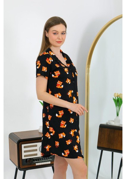 Akbeniz Kadın Pamuk Penye Kısa Kol Düğmeli Siyah Tunik Gecelik 13111HBCV00008E1BQY modelleri