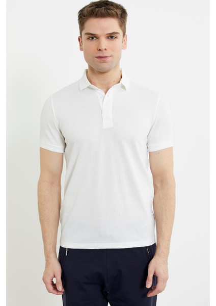 Renk Kombinli Polo Yaka Tişört - Beyaz fırsatları