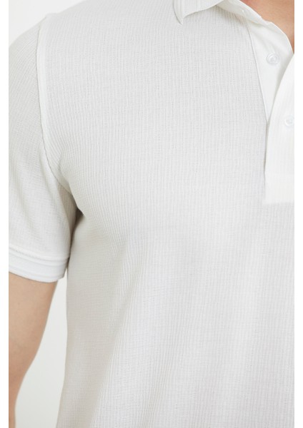 Renk Kombinli Polo Yaka Tişört - Beyaz indirimleri