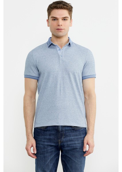 Renk Kombinli Polo Yaka Tişört - Mavi fiyatları
