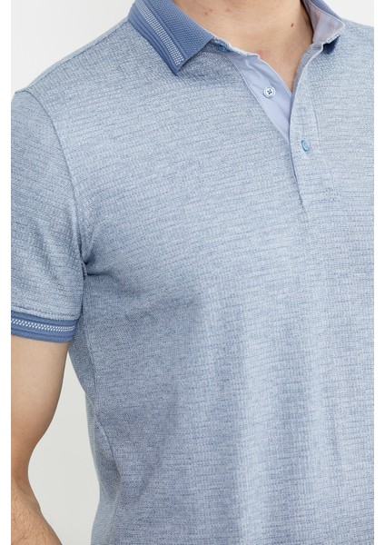 Renk Kombinli Polo Yaka Tişört - Mavi fırsatları